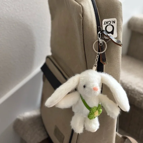 White Plush Bunny Bag Charm - Picture 3 of 3